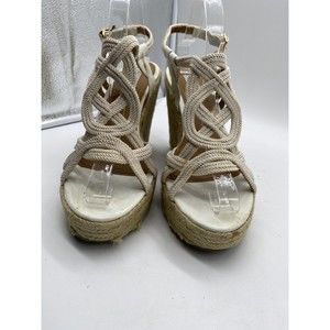 Steve Madden Womens White  T Strap Platform Sandal Wedge Shoes Size 11 M